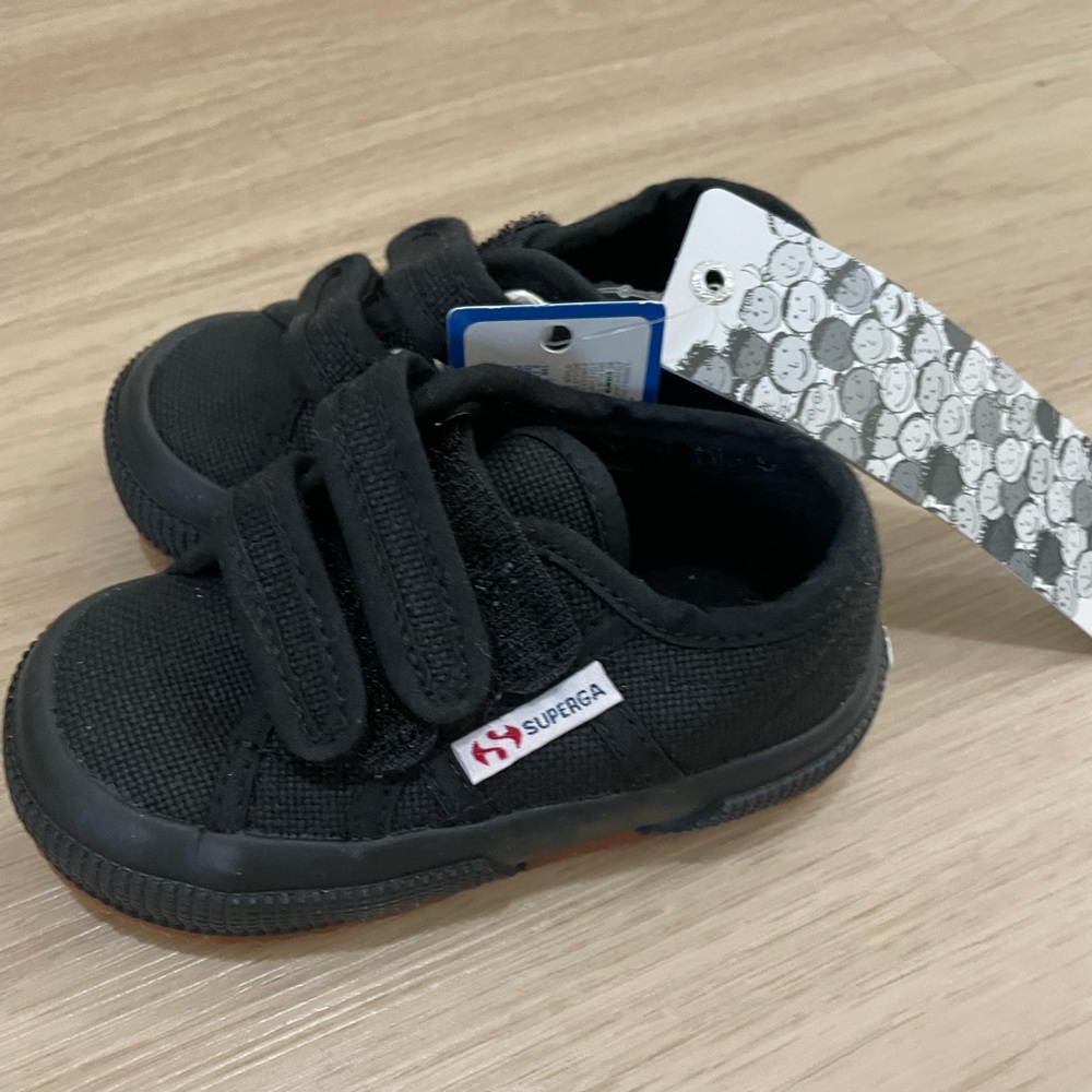 SUPERGA Kids Sneakers 2750 Classic Velcro Style *NEW* Black size 22
